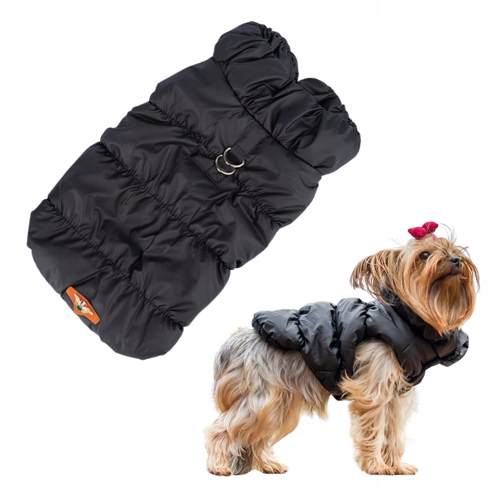 Teplá bunda pro psa se zapínáním na vodítko Margot Černá XXL