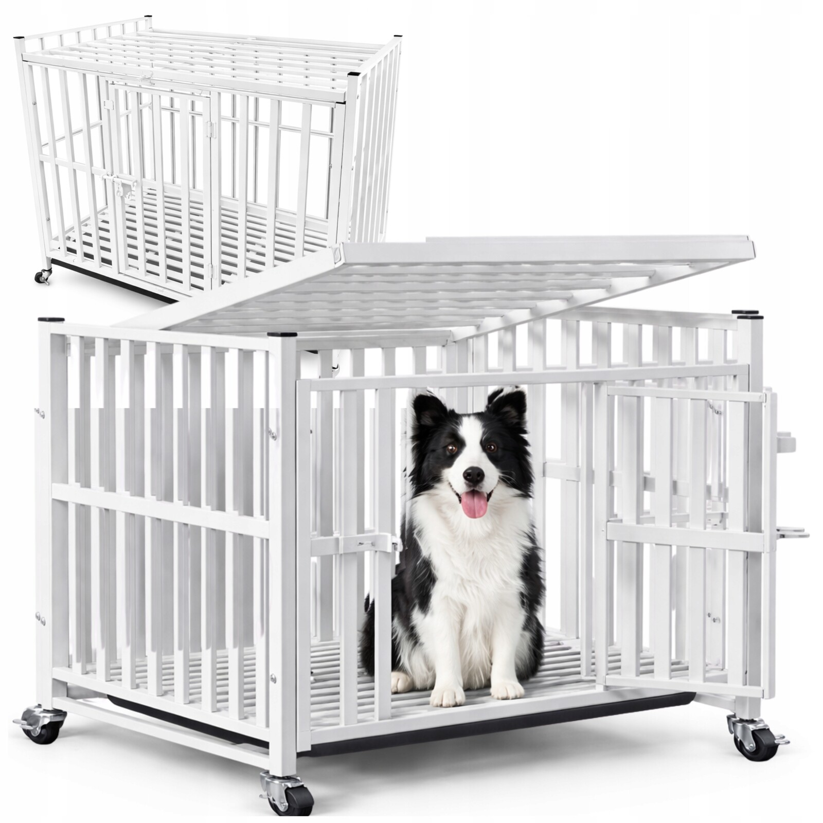 Pevná Klec pro psa kočku Kotec Přepravka na Kolečkách 78x54x70 cm