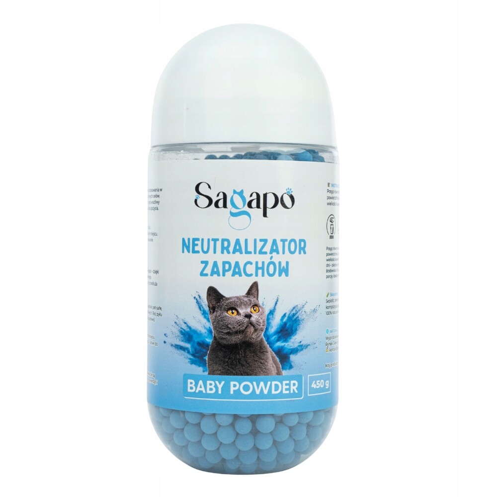 Sagapo Neutralizátor přípravek granulát do steliva pro kočky BabyPowder