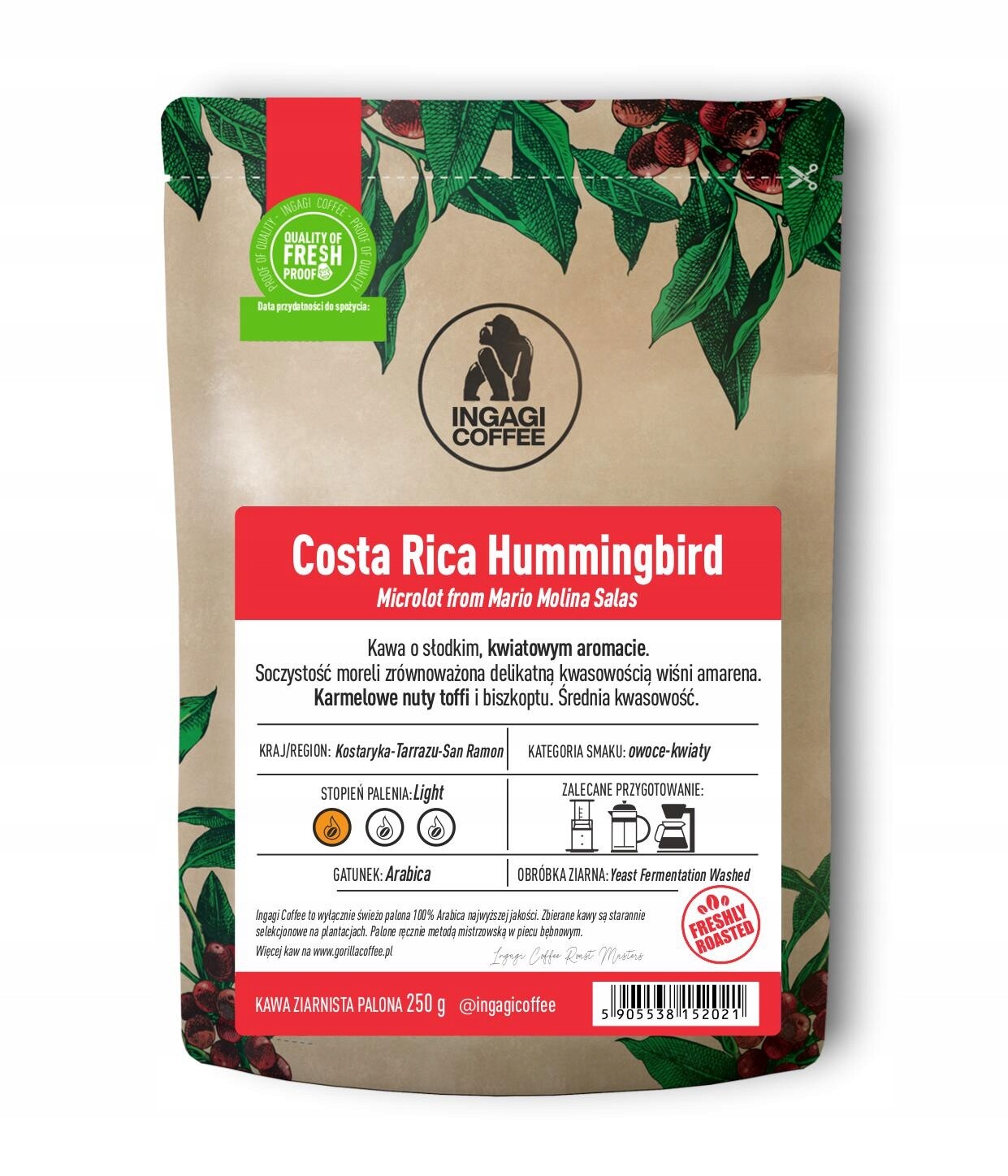 Káva zrnková Kostarika Hummingbird 1 kg mikrolot