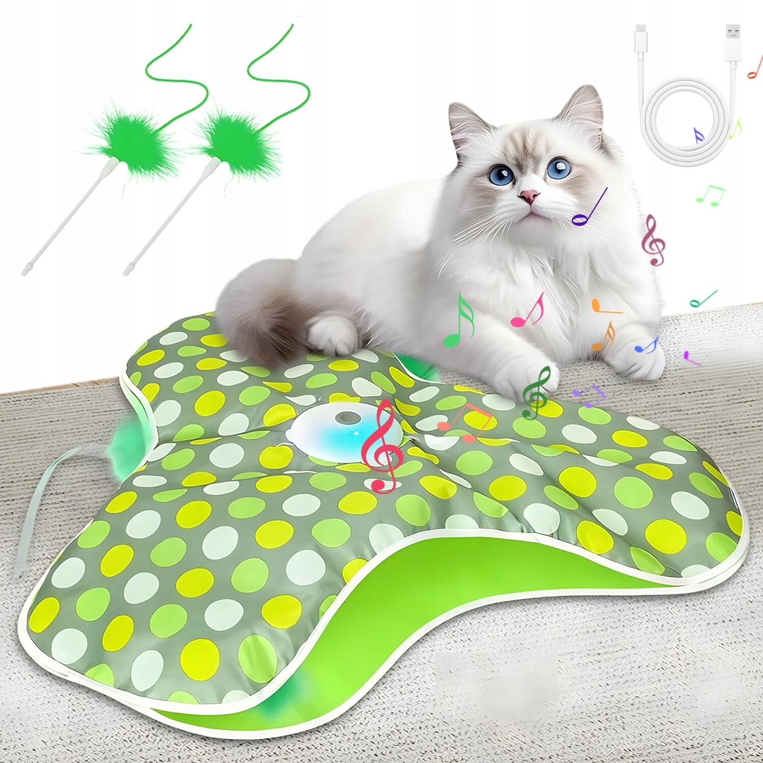 Hračka Pro Kočky Interaktivní 3 Režimy Automatická Usb Zelená