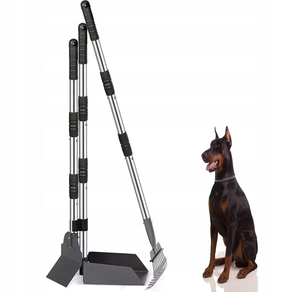 Sběrač psích exkrementů Sběrač Psích Hovínek Lopatka Tácek a hrábě s dlouhou rukojetí