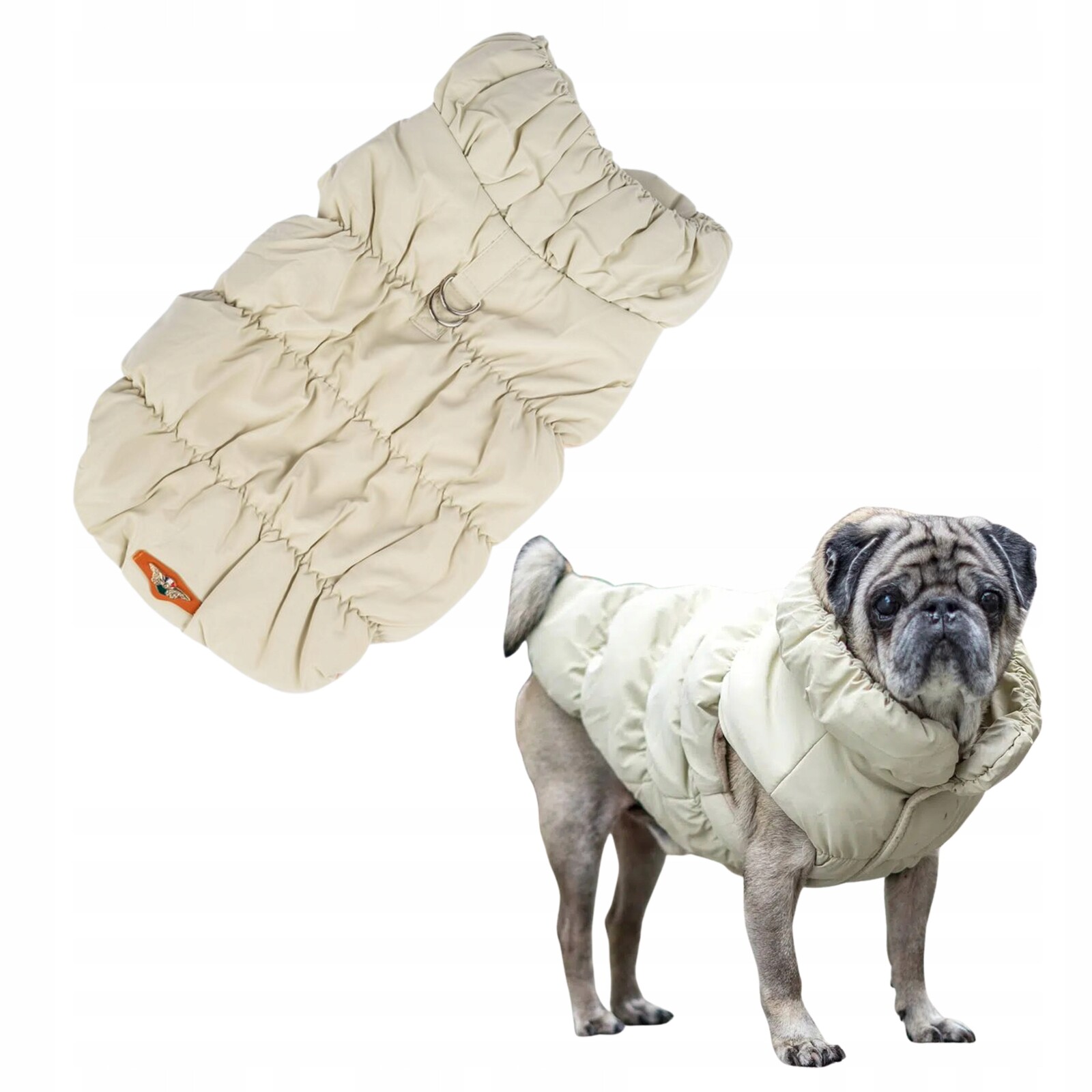 Teplá bunda pro psa se zapínáním na vodítko Margot Béžová XL