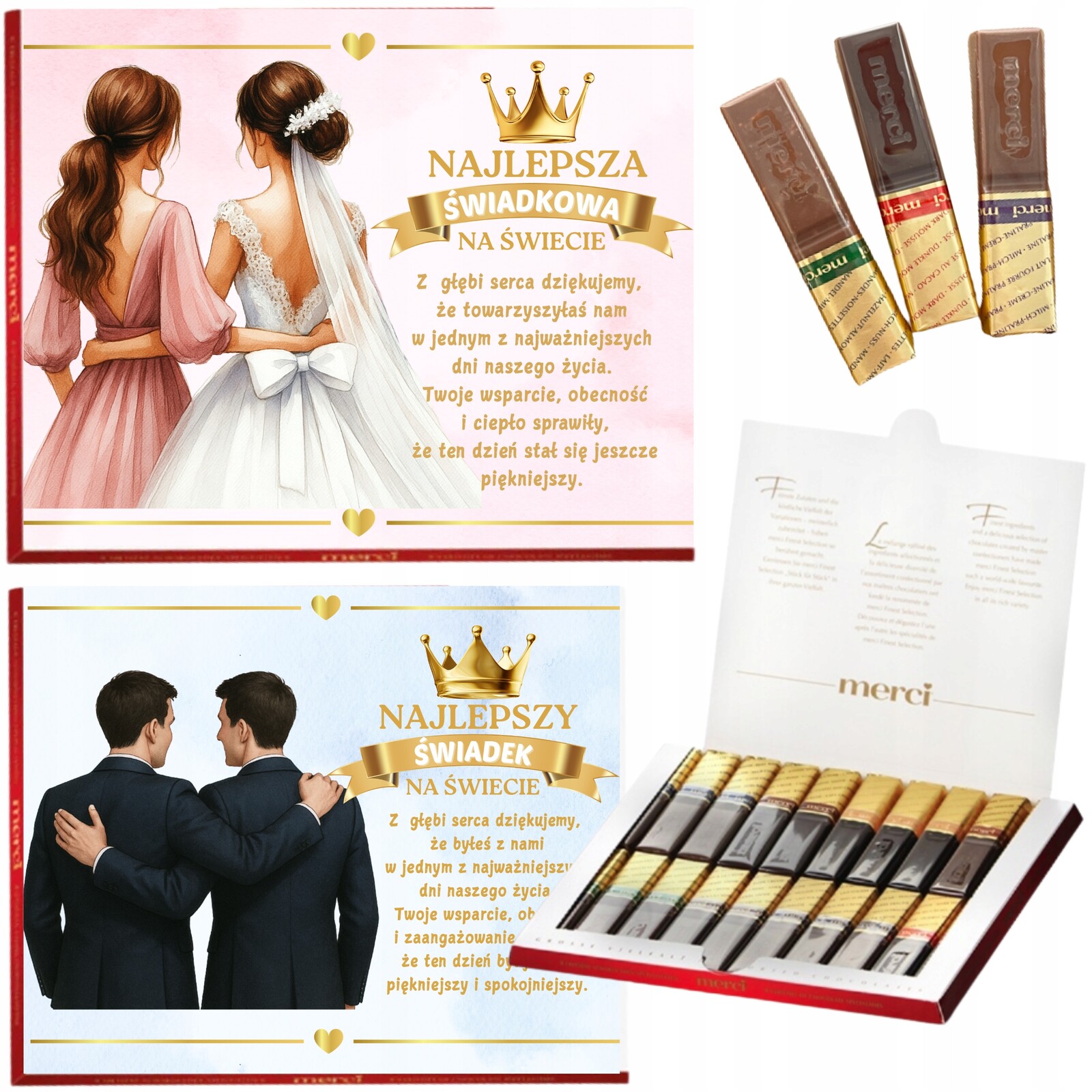 Čokoládky Merci Pralinky Poděkování svědkyni a svědkyni 2 kusy
