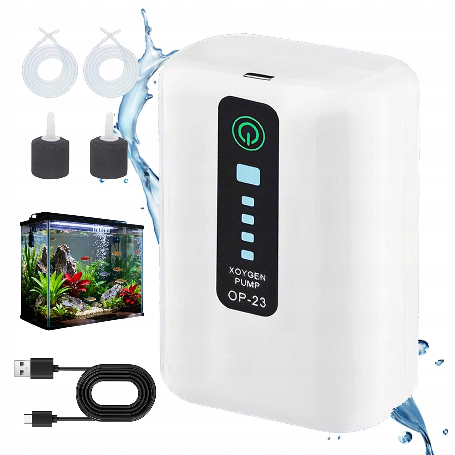 Provzdušňovač Akvária 2W Regulace 2 Bublinkové Kameny Regulace