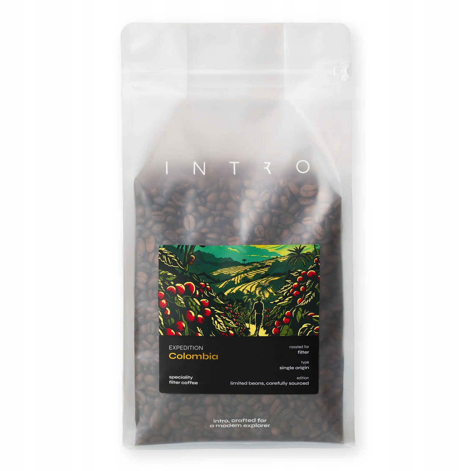 Káva Zrnková 1 kg Kolumbie Huila Káva Speciality Jasně pražená Přelivová