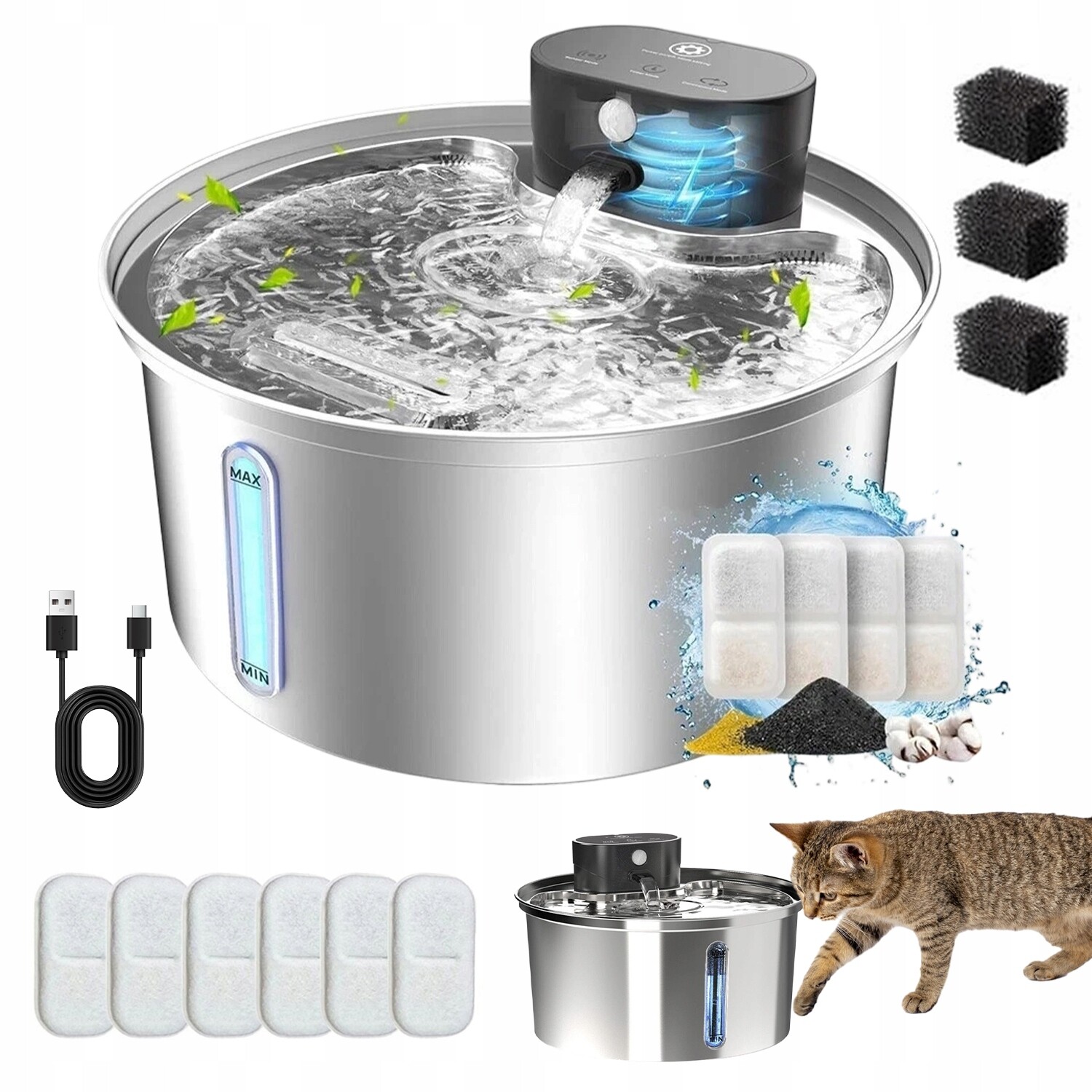 Napáječka Automatická Napáječka Fontána Pro Kočky Psa 3,2L Miska Filtr