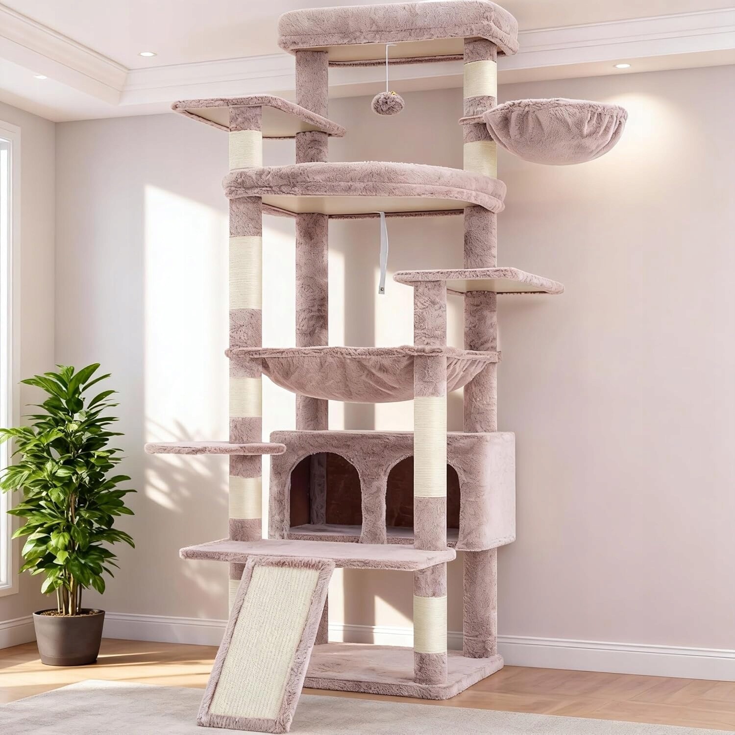 Vysoký škrabák, pelíšek, škrabací sloupek TecTake 161 220 cm