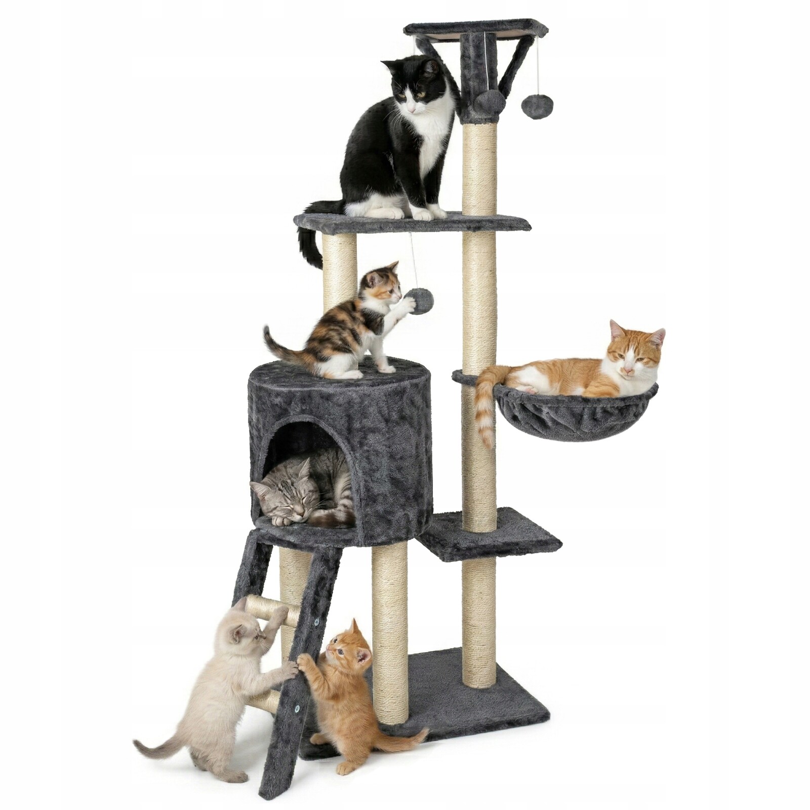 Škrabadlo Pro Kočky Pelíšek Domeček Houpací Síť Věž Škrabací Sloupek Sisal Hračka