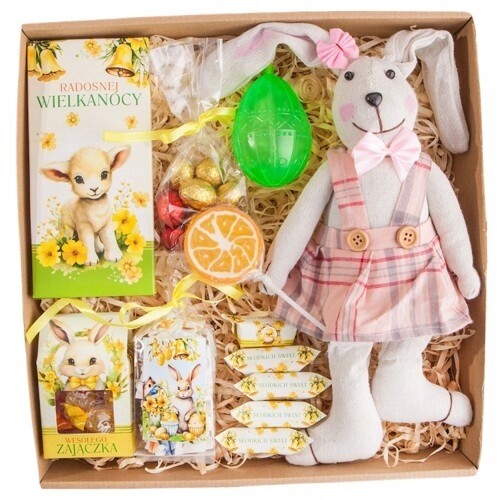 Velký Dárek na Velikonoce pro dítě Velikonoční zajíček puzzle s sladkostmi