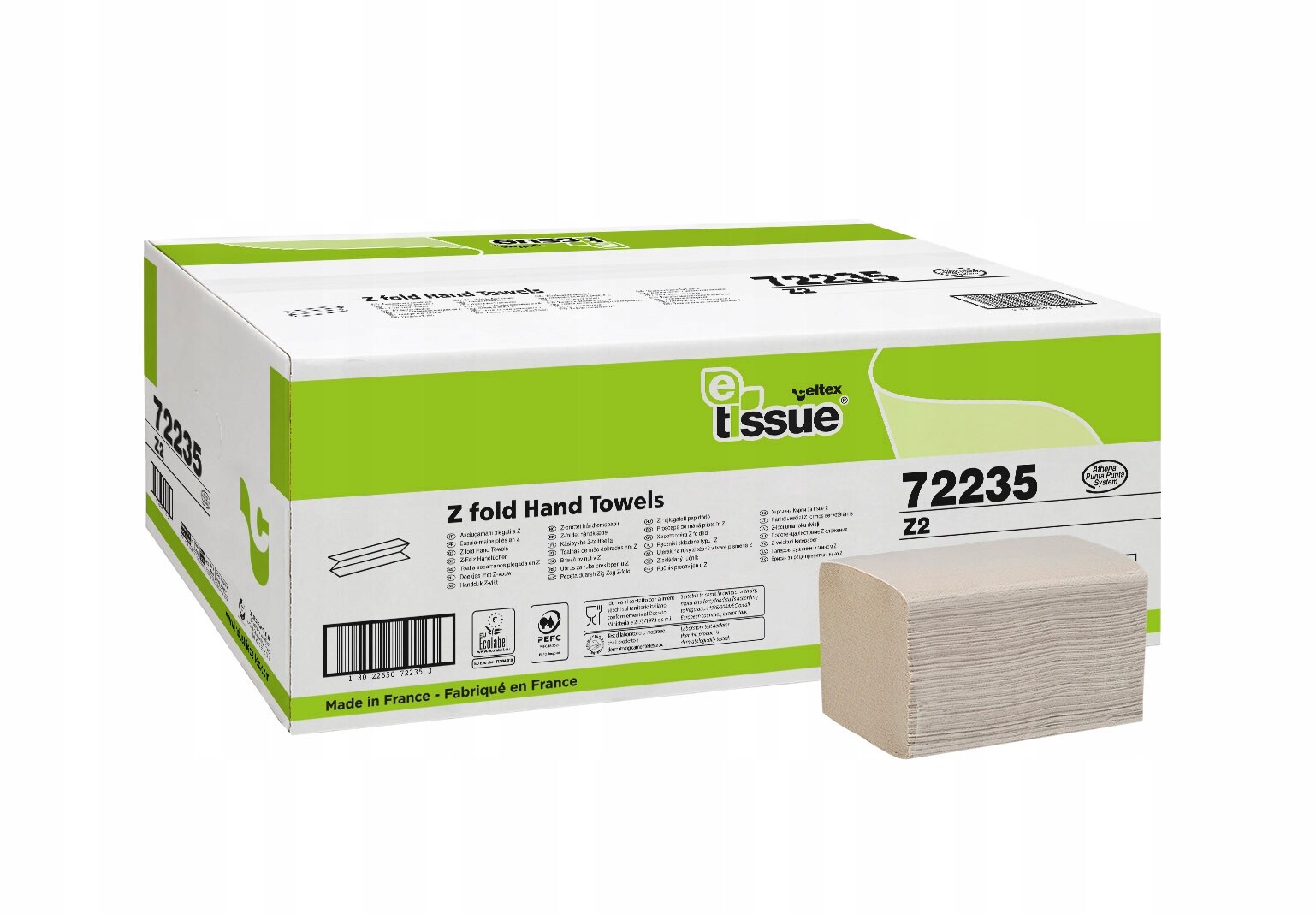 Papírové ručníky Celtex E-Tissue, 3-panelové, složení Z 3750(25x150)ks, H2