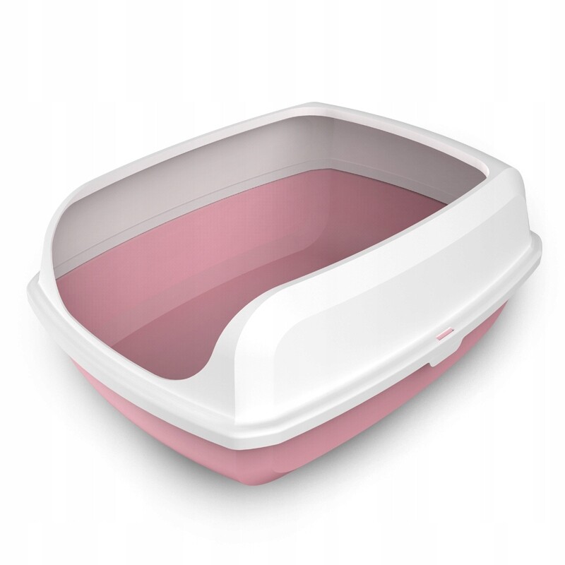Toaleta pro kočky Leo Růžová 50 x 36,5 cm s vysokým rámem a lopatkou