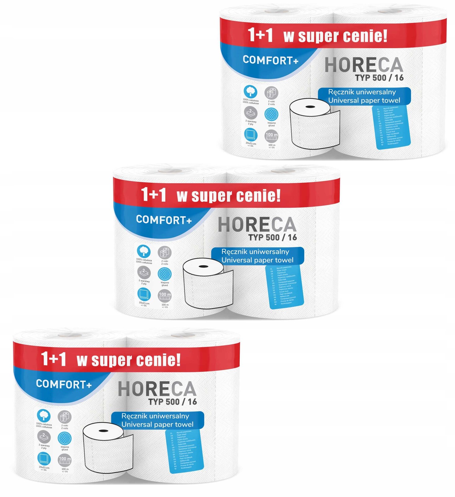 Papírový ručník 2R Horeca Comfort+ typ 500/16 100 m 2 W (1+1) 6 rolí