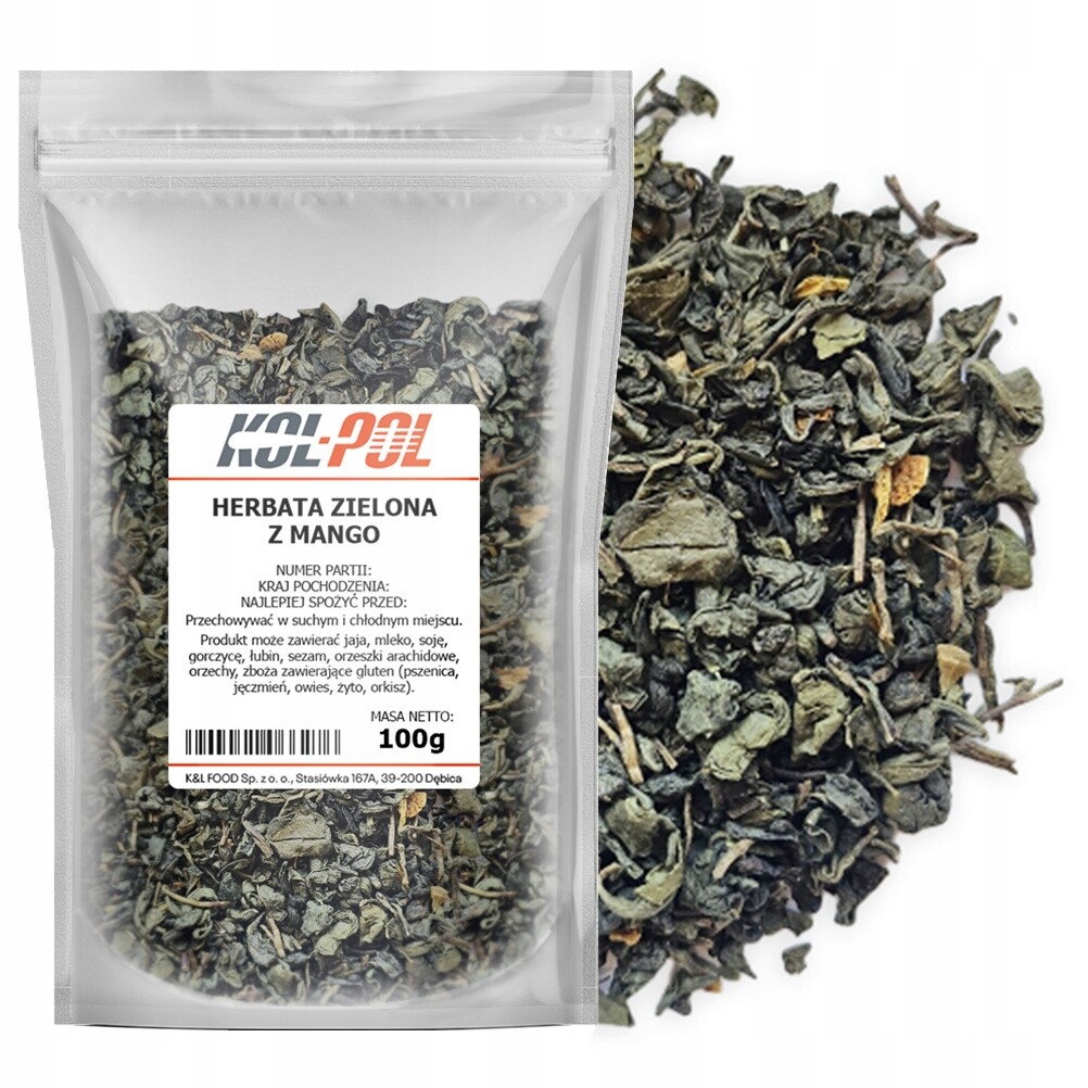 Čaj Zelený Mango 100 g Ovocný Listový přírodní sušený Kol-Pol