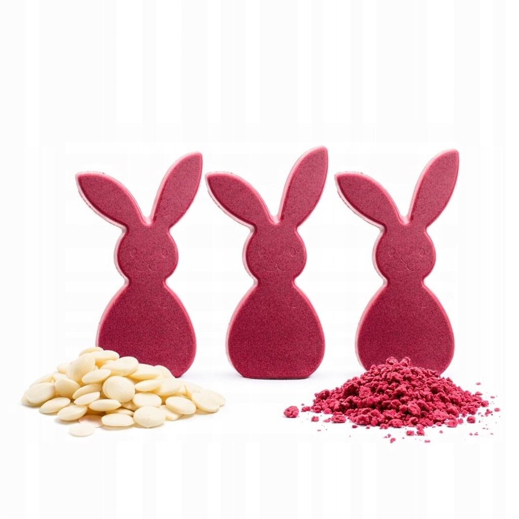 Bílá čokoláda maliny lyofilizované králíci velikonoční zajíci Callebaut