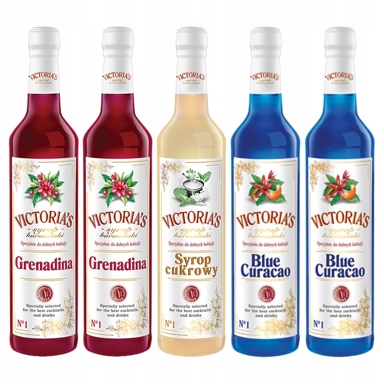 Victoria's sada 5 sirupů do nápojů 3 příchutě 5 x 490 ml