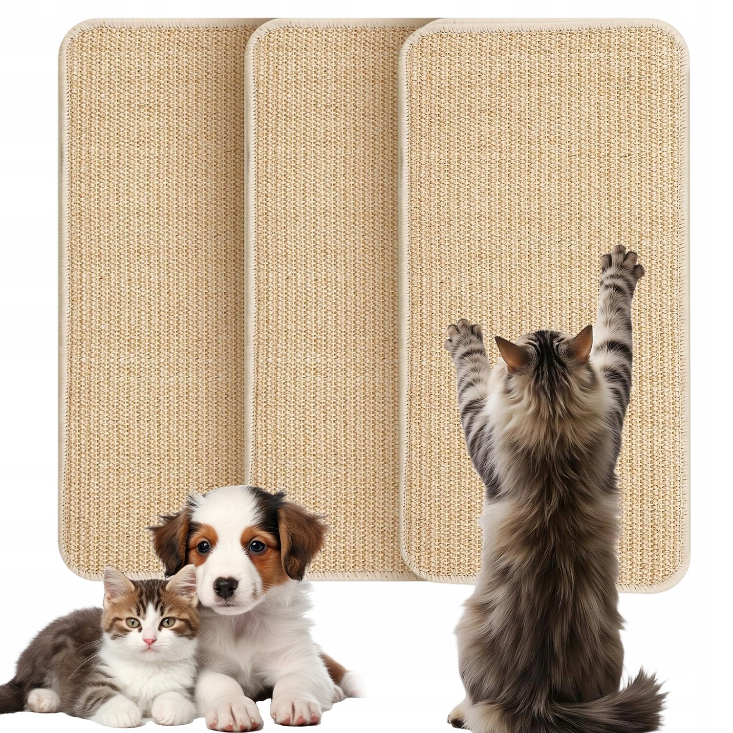 3 Škrabadla Pro Kočky 50 X 25 CM Z Ječmene S Protiskluzovými Prvky Na Stěny