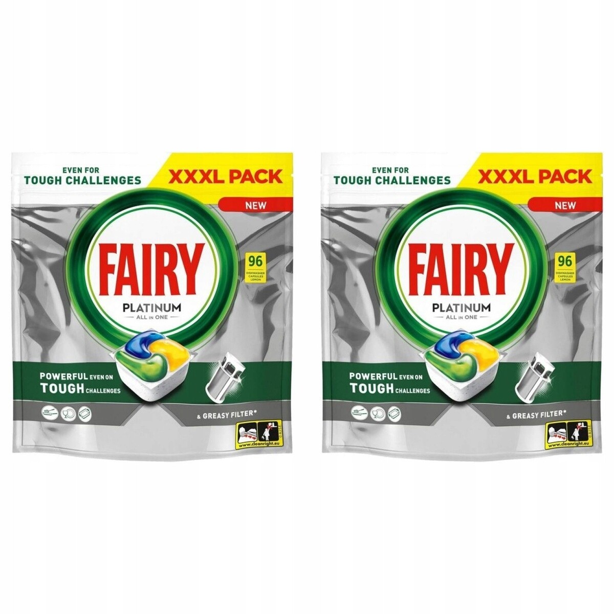 2x XXL Pack Kapsle do myčky nádobí all in one Fairy 192 ks Lemon