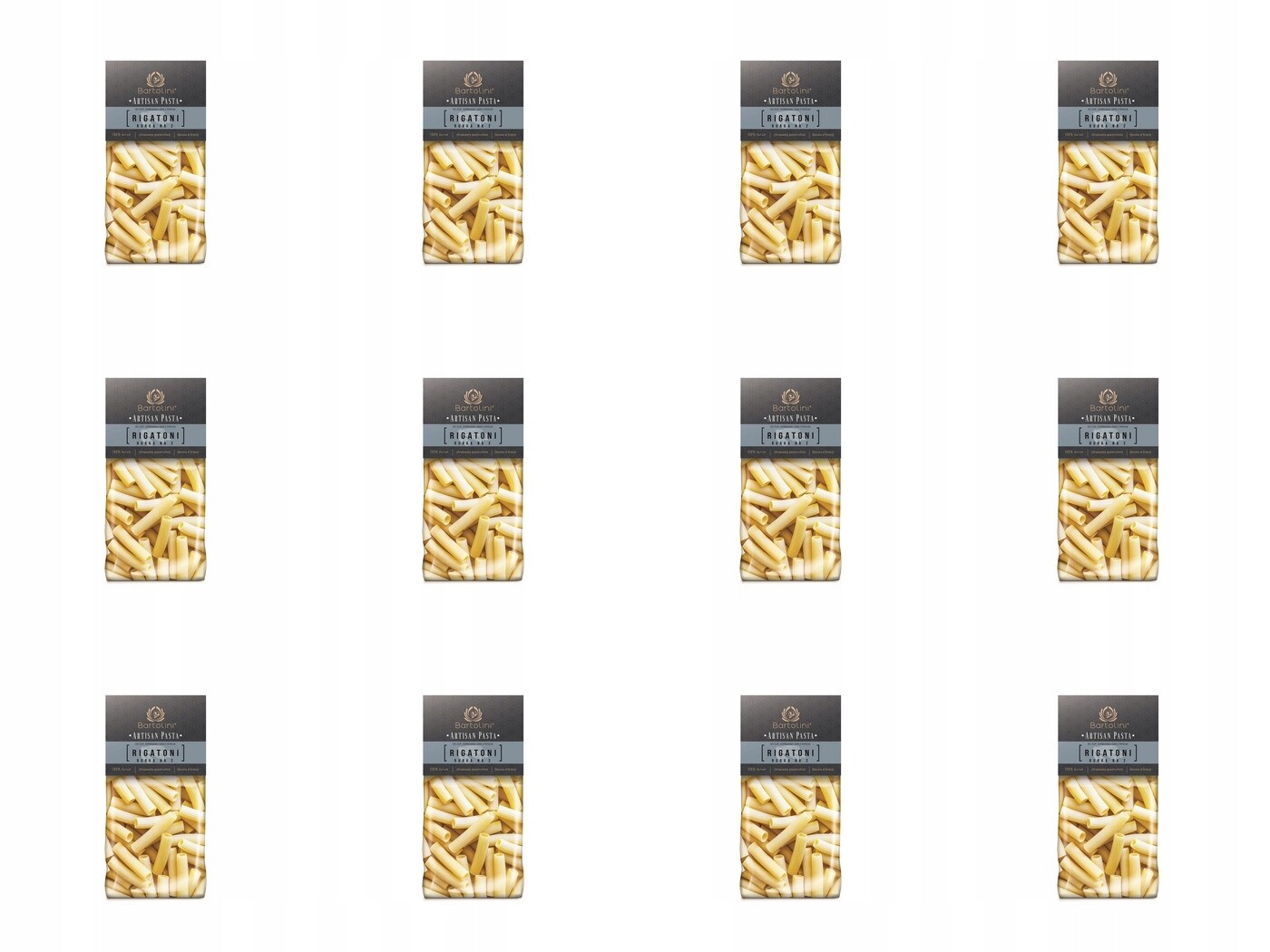 12 x 400 g Bartolini Těstoviny durum trubička Rigatoni Karton