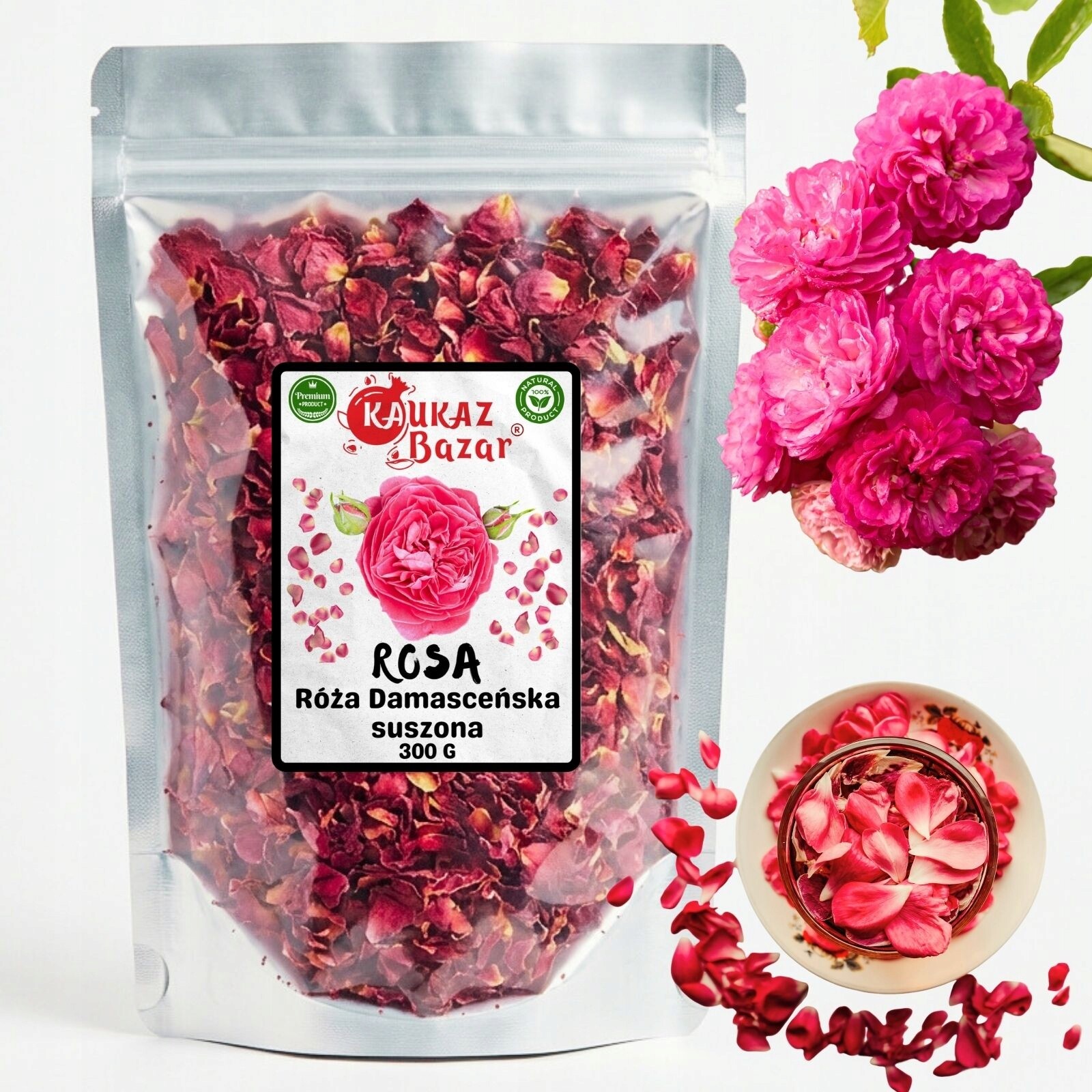 Damašská růže Sušené jedlé vločky 300 g Írán Kavkaz Bazar