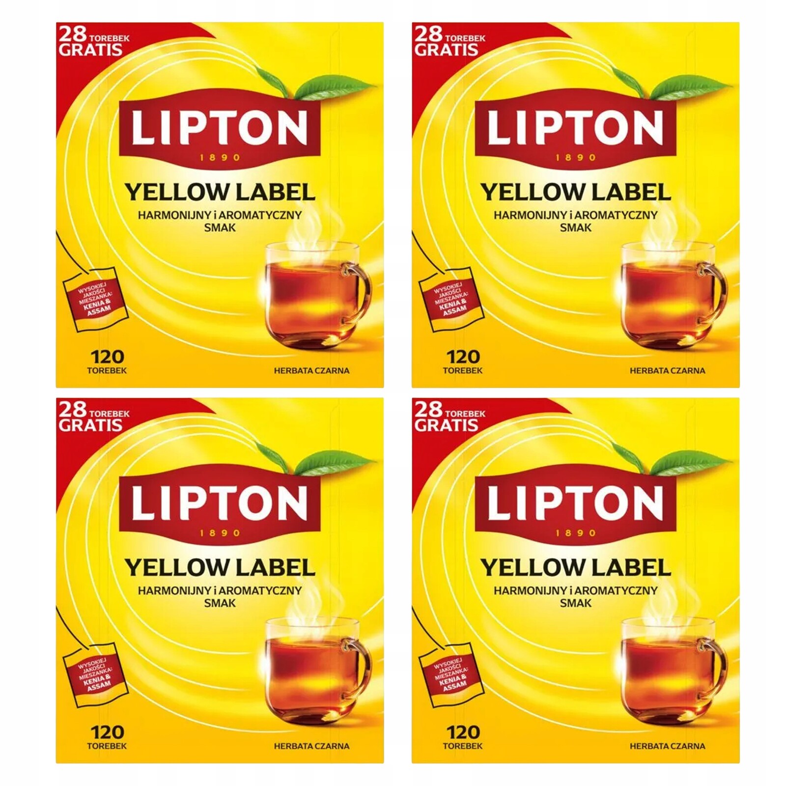 Dárková sada čajů Lipton Yellow Label 4x 120 sáčků nálepka