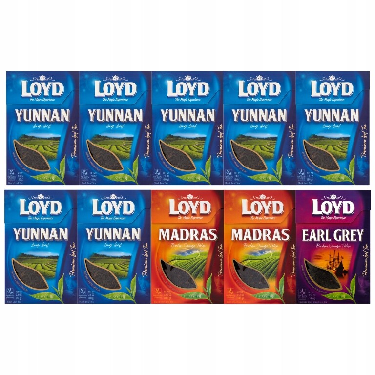 Dárková sada 10 černých čajů Loyd 3 příchutě listového čaje
