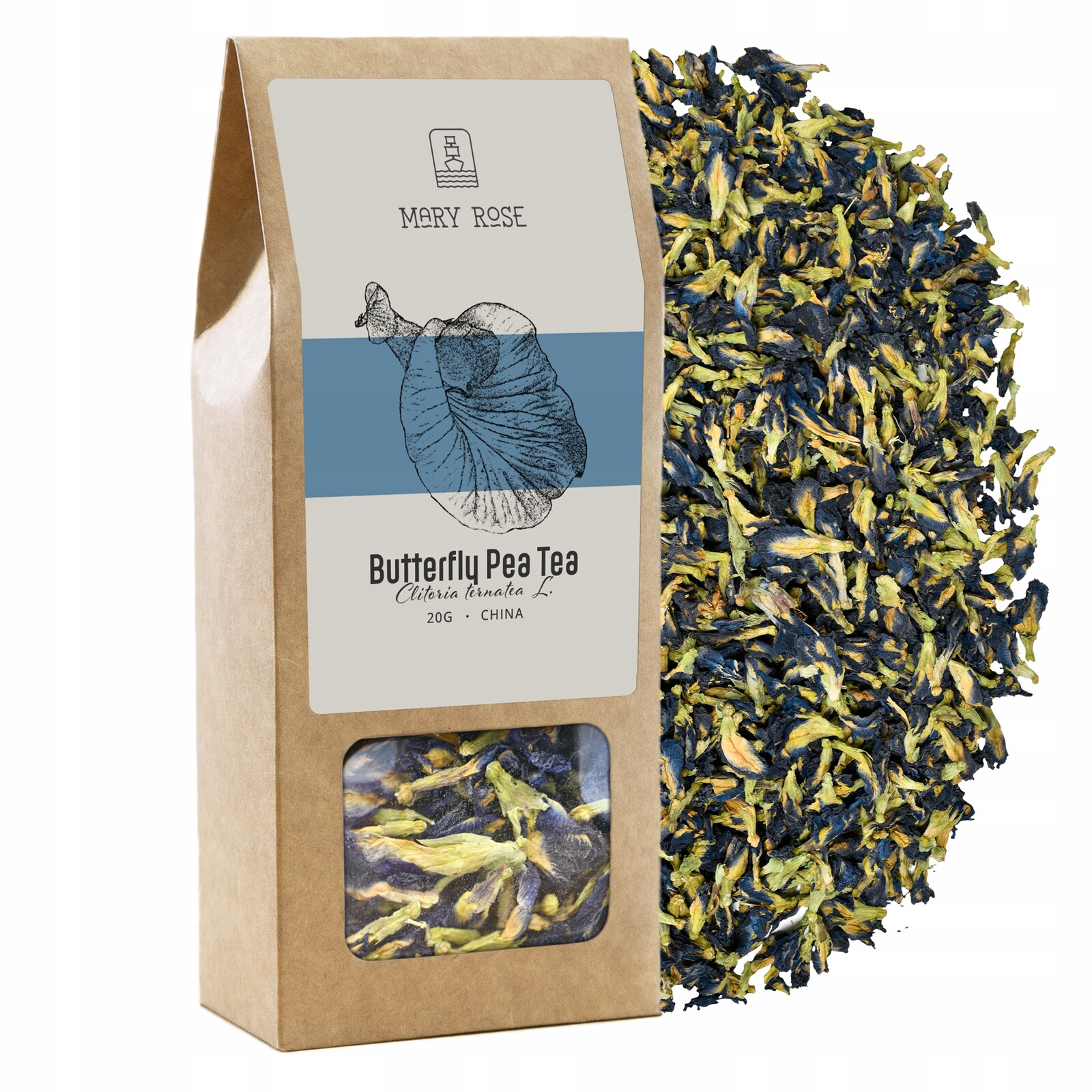 Mary Rose Čaj z Klitorie Ternatejské (Butterfly Pea Tea) 20 g