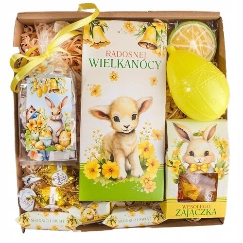 Dárek na Velikonoce Hotový Balíček pro dítě puzzle a sladkosti
