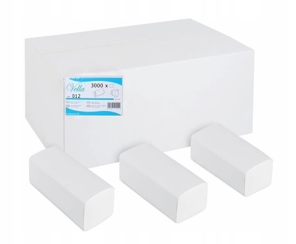 Skládací papírové ručníky Zz bílé 25x23 cm – 3000 ks Vella