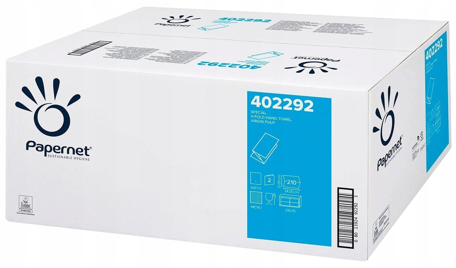 Ručník papírový skládaný V Top Papernet, Zigzag Zz, 2 vrstvy, 3150 ks, bílá