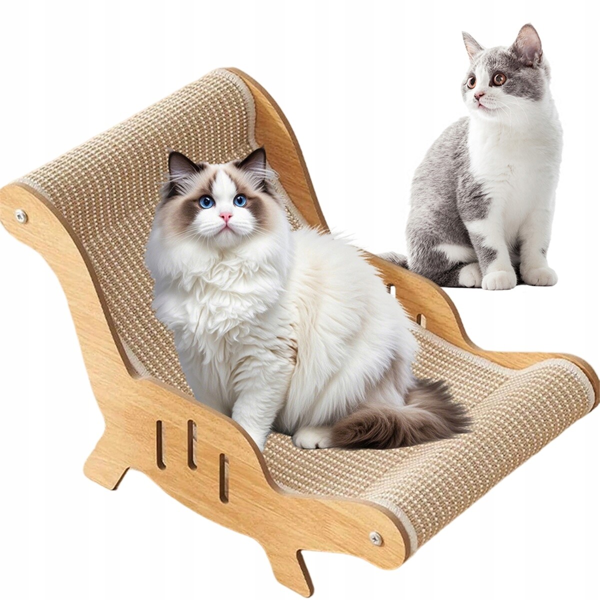 Škrabadlo pro kočky dřevěné se sisalovou podložkou do ložnice a obývacího pokoje, barva dřeva