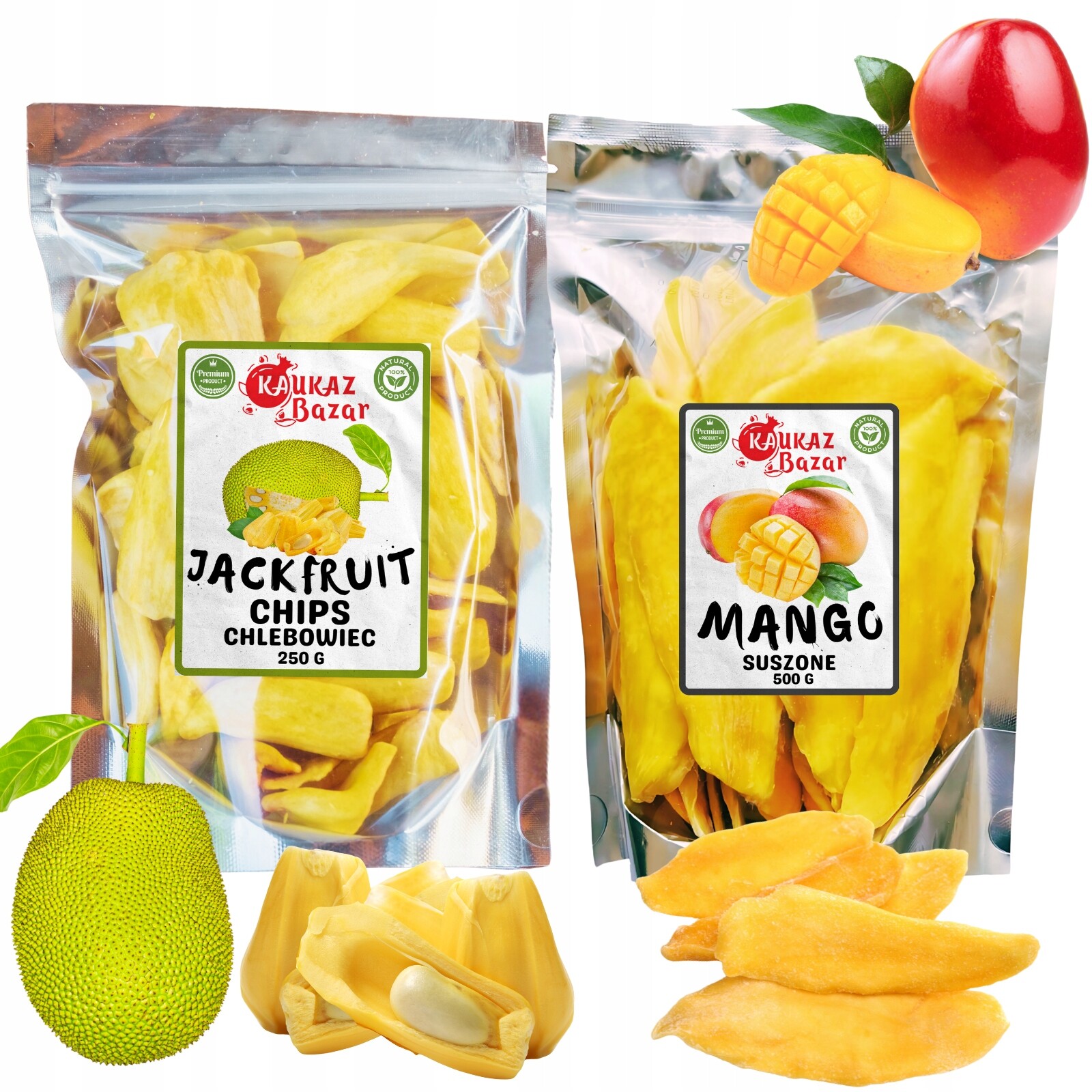 Mango sušené 500 g Jackfruit Chipsy Křupavé 250 g Sada Kaukaz Bazar