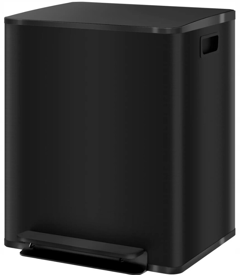Koš na třídění 2x25L 50L Černý Ocelový Homcom Pedál Tichý Domeček