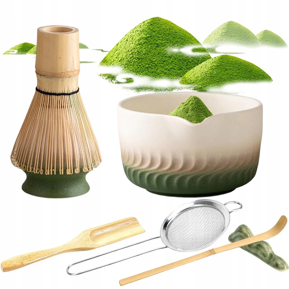 Japonská dárková sada Matcha 7 prvků s čarou a metlou dárek