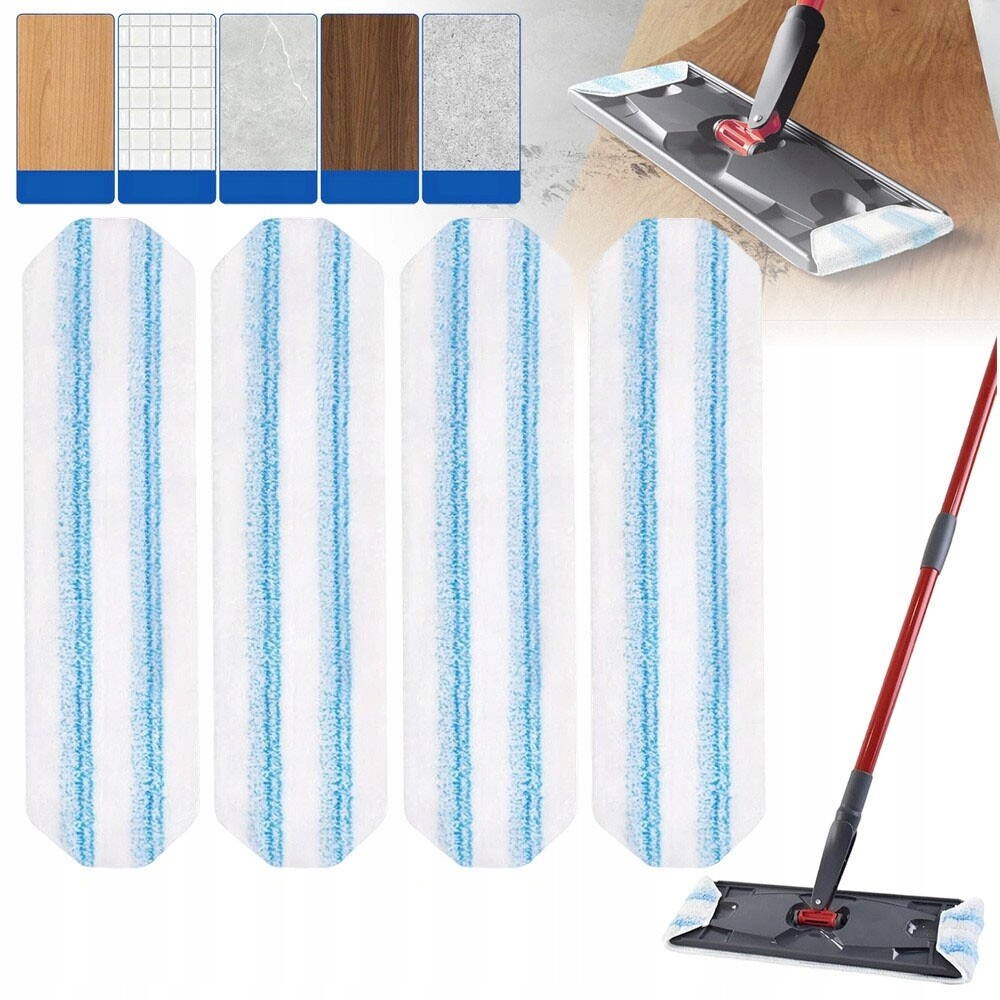 Sada 4 vložek z mikrovlákna pro plochý mop H2Pro, opakovaně pratelná