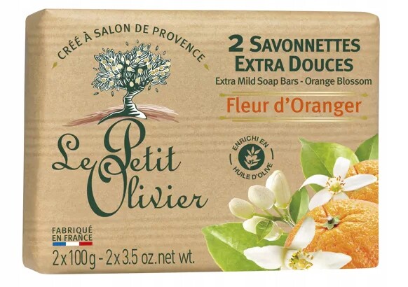 Extra jemné mýdlo Le Petit Olivier Pomerančový květ 2x100 g