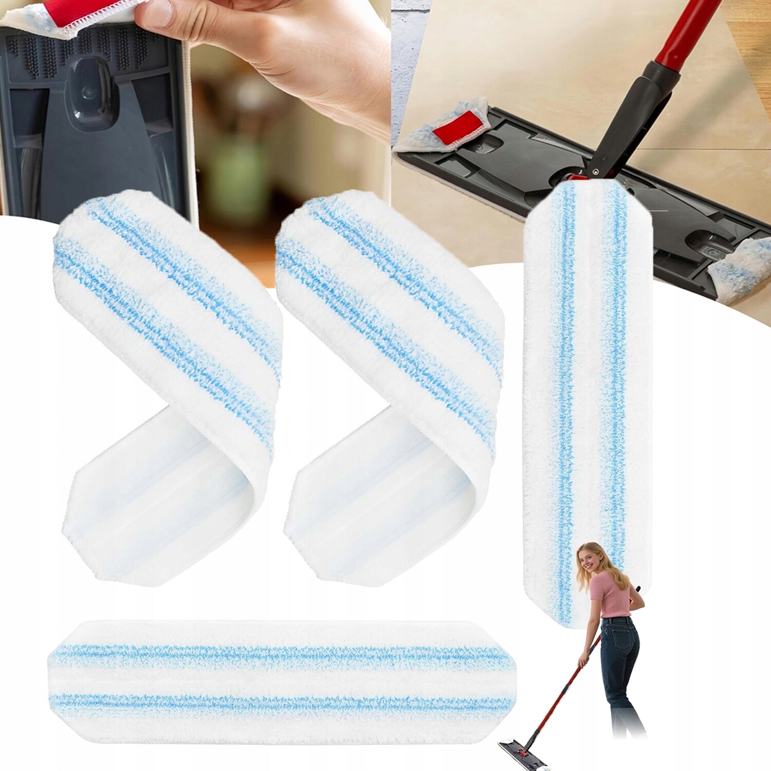 Mikrovlákno Pro Plochý Mop, Vyměnitelné Utěrky Lze Prát 40.5 X 11 CM