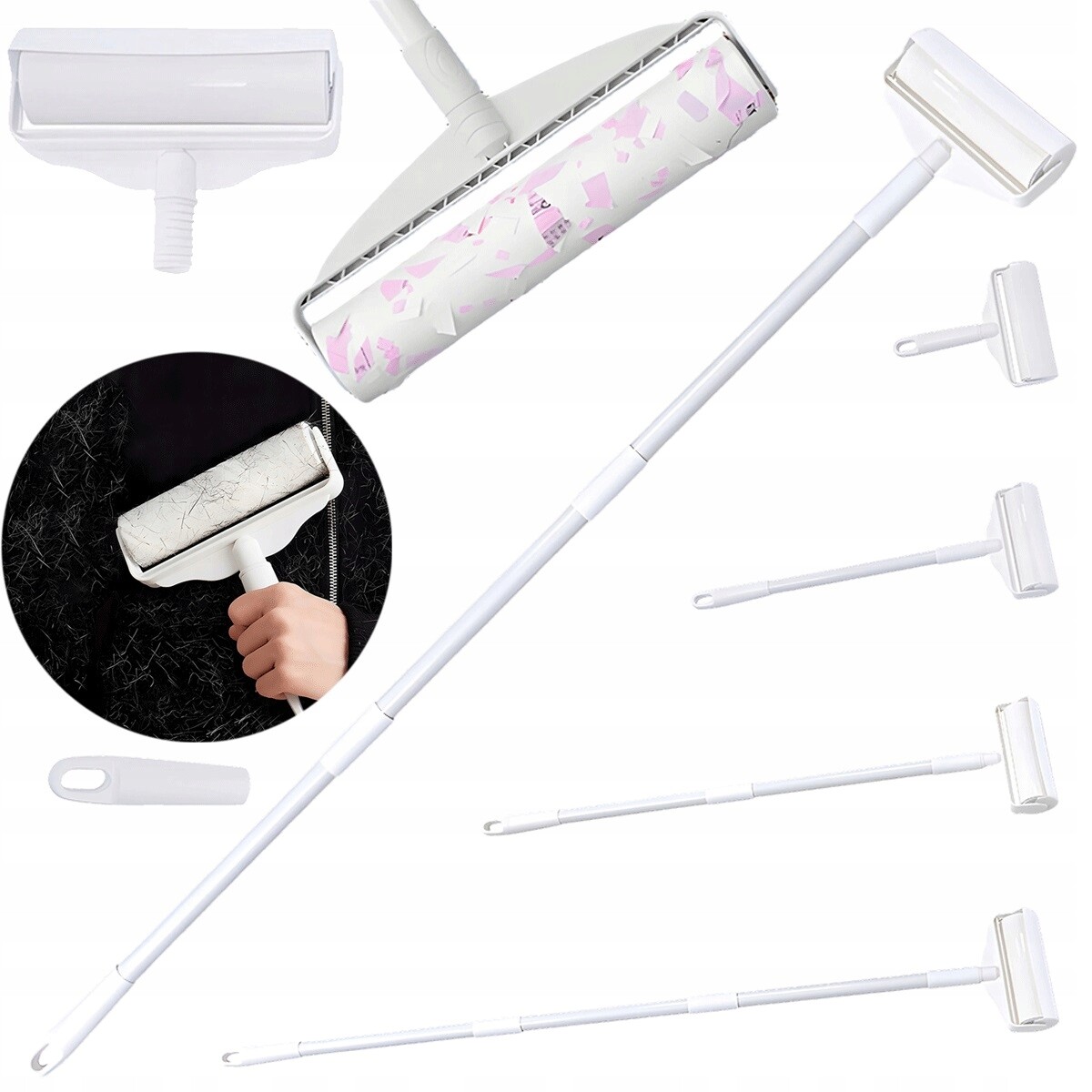 Ergonomický váleček na prach 124 cm se 3 délkami pro nábytek, bílý