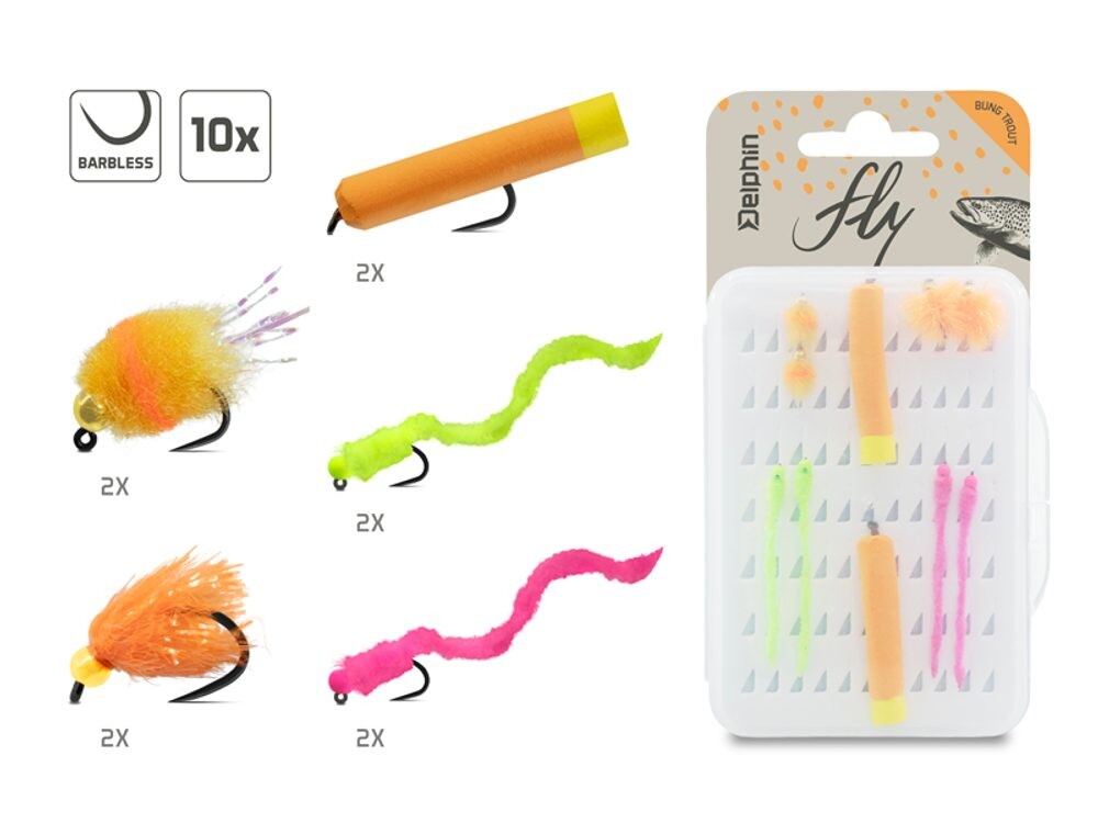 Delphin Sada umělých mušek Fly Bung trout 10ks