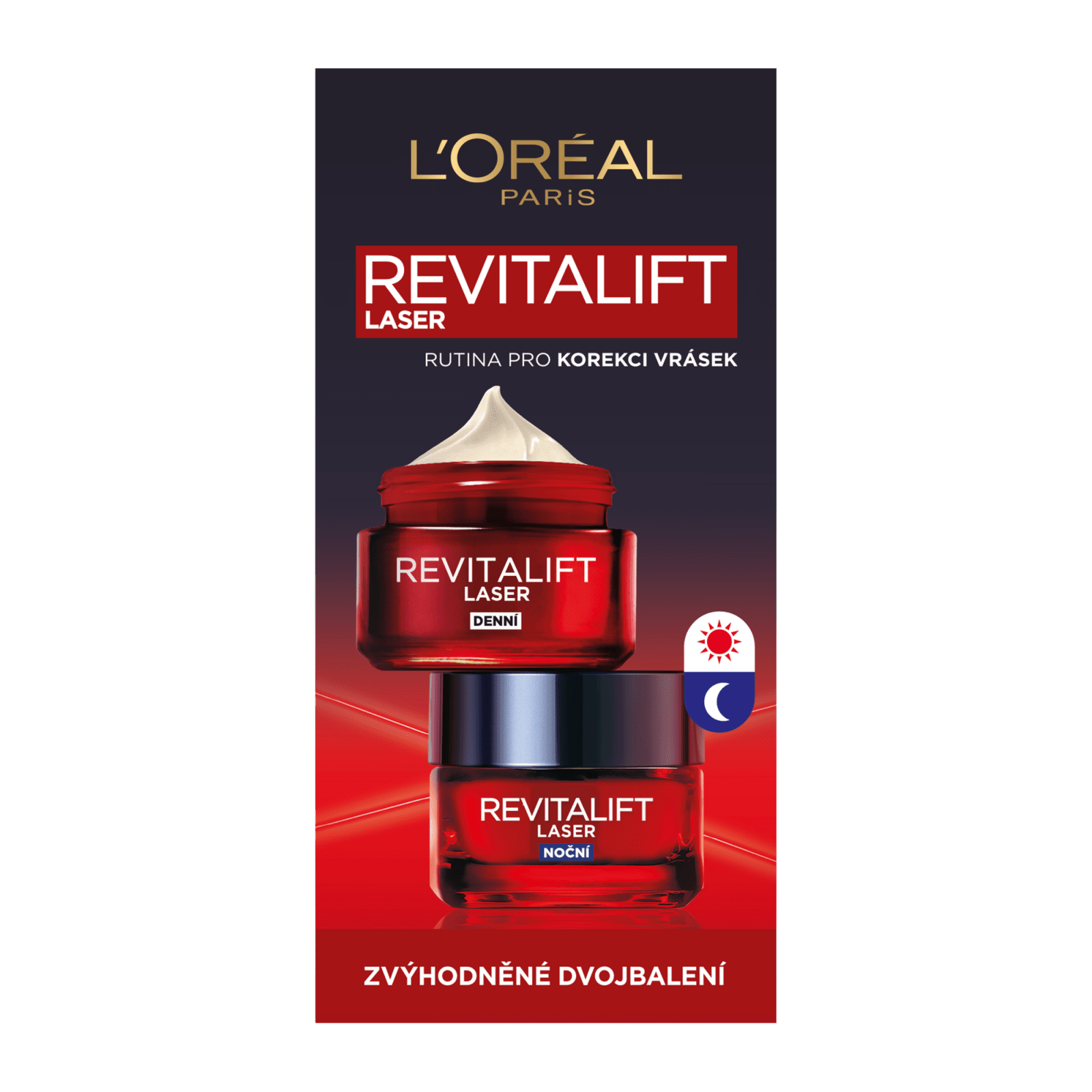 L'ORÉAL PARIS Revitalift Laser, dvojbalení denního a nočního krému 2 x 50 ml