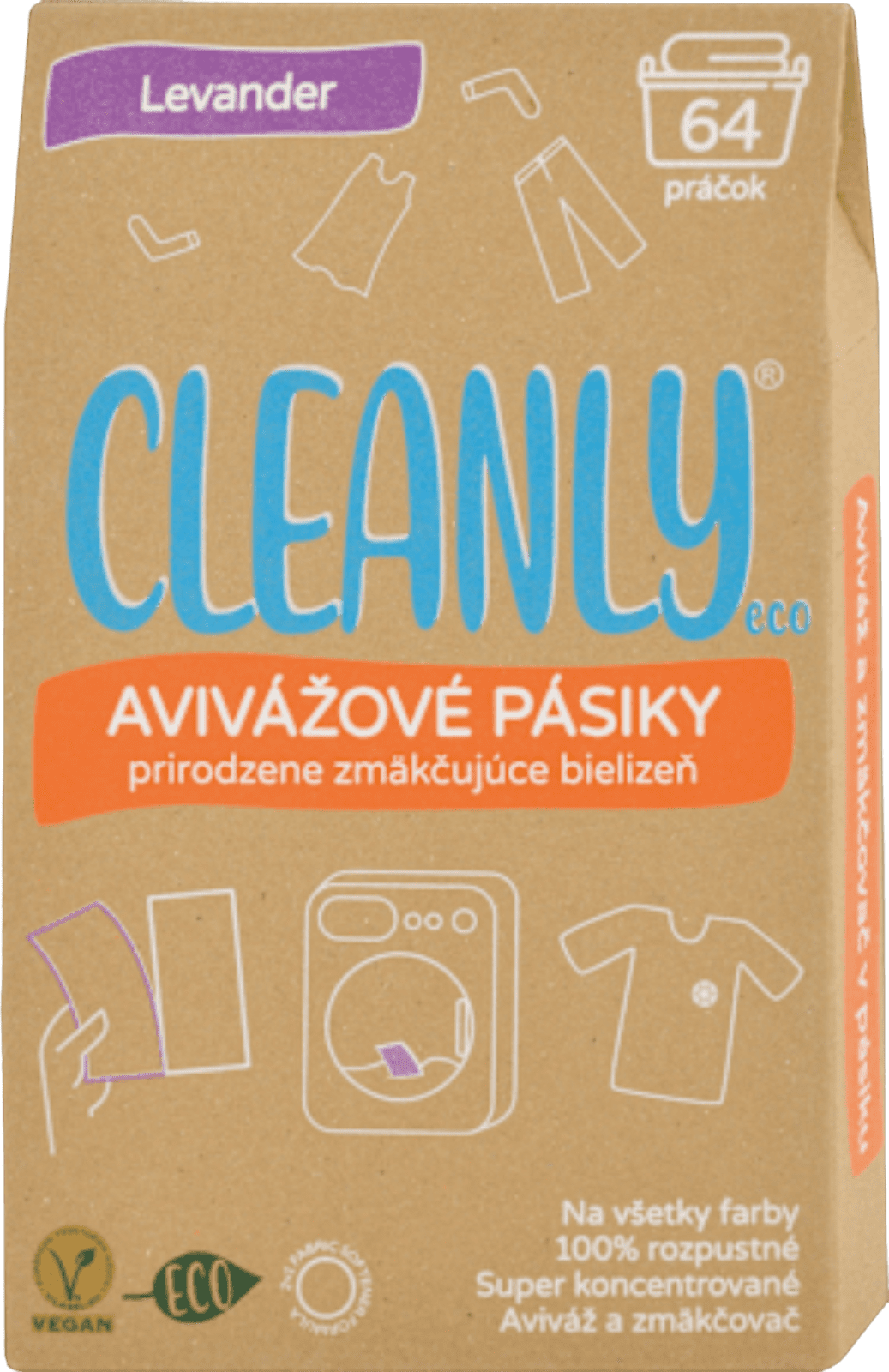 CLEANLY ECO Avivážové proužky – Levandule 64 ks
