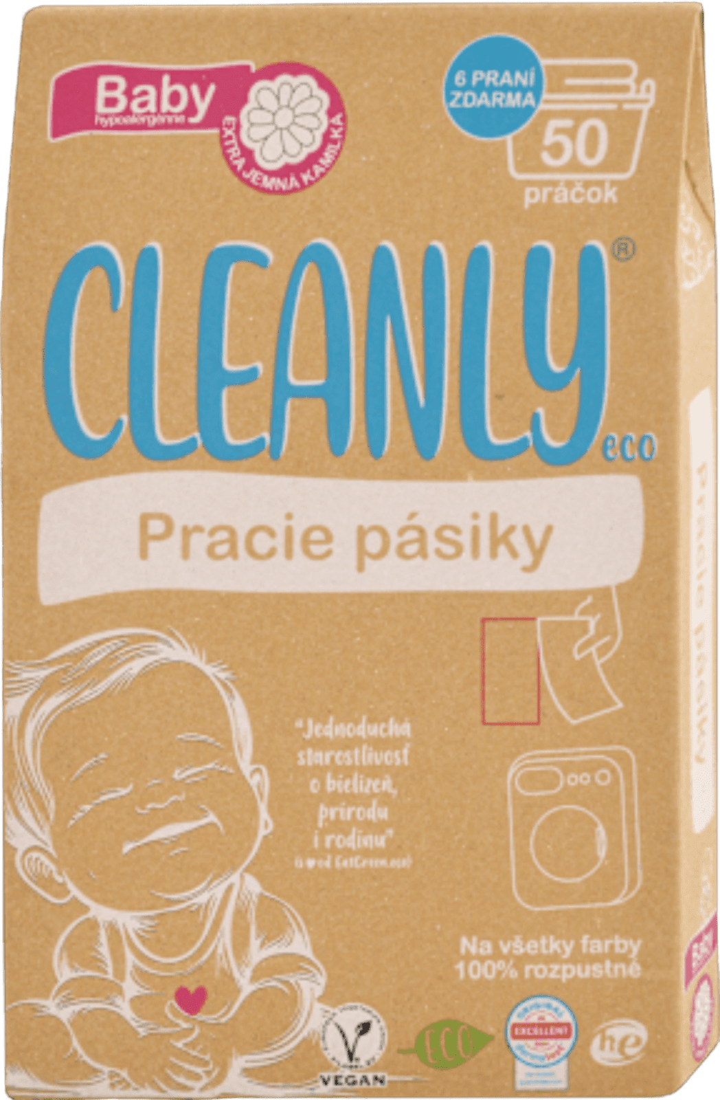 CLEANLY ECO Prací proužky pro miminka - Baby Heřmánek 50 ks