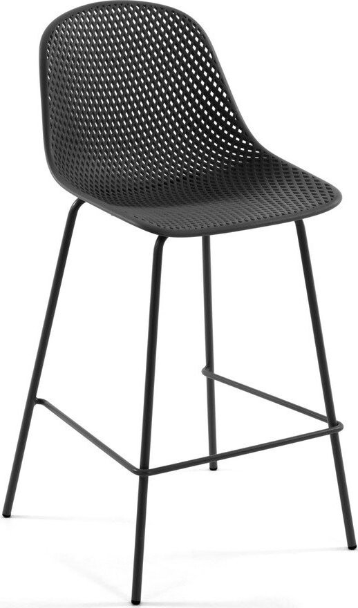 Antracitová kovová/plastová zahradní barová židle Quinby – Kave Home