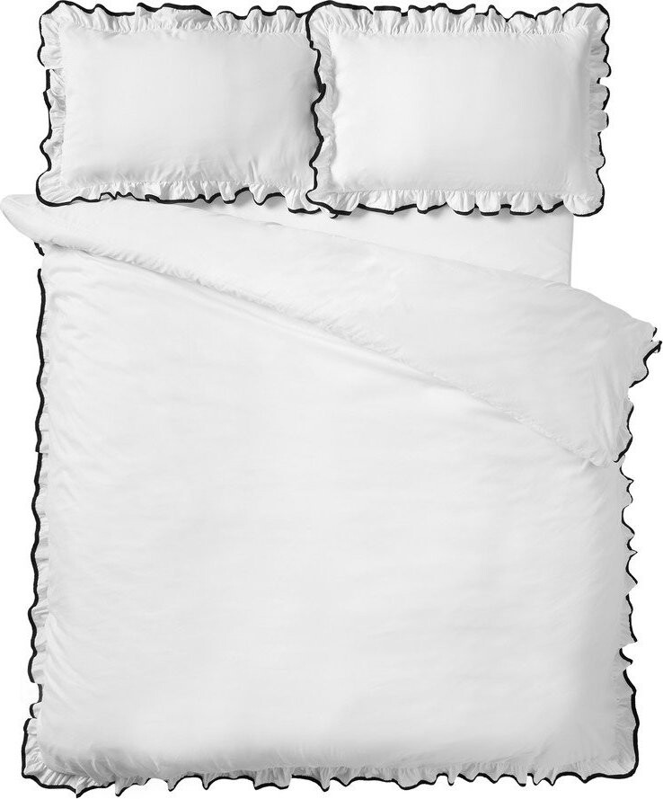 Bílé 3dílné povlečení na dvoulůžko 200x200 cm So Soft Mono Frill – Catherine Lansfield