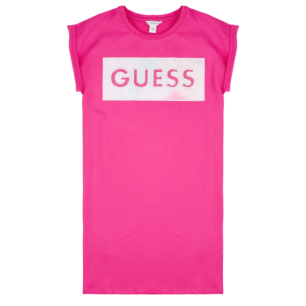 Guess  STRETCH BABY TERRY SS DRESS  Růžová