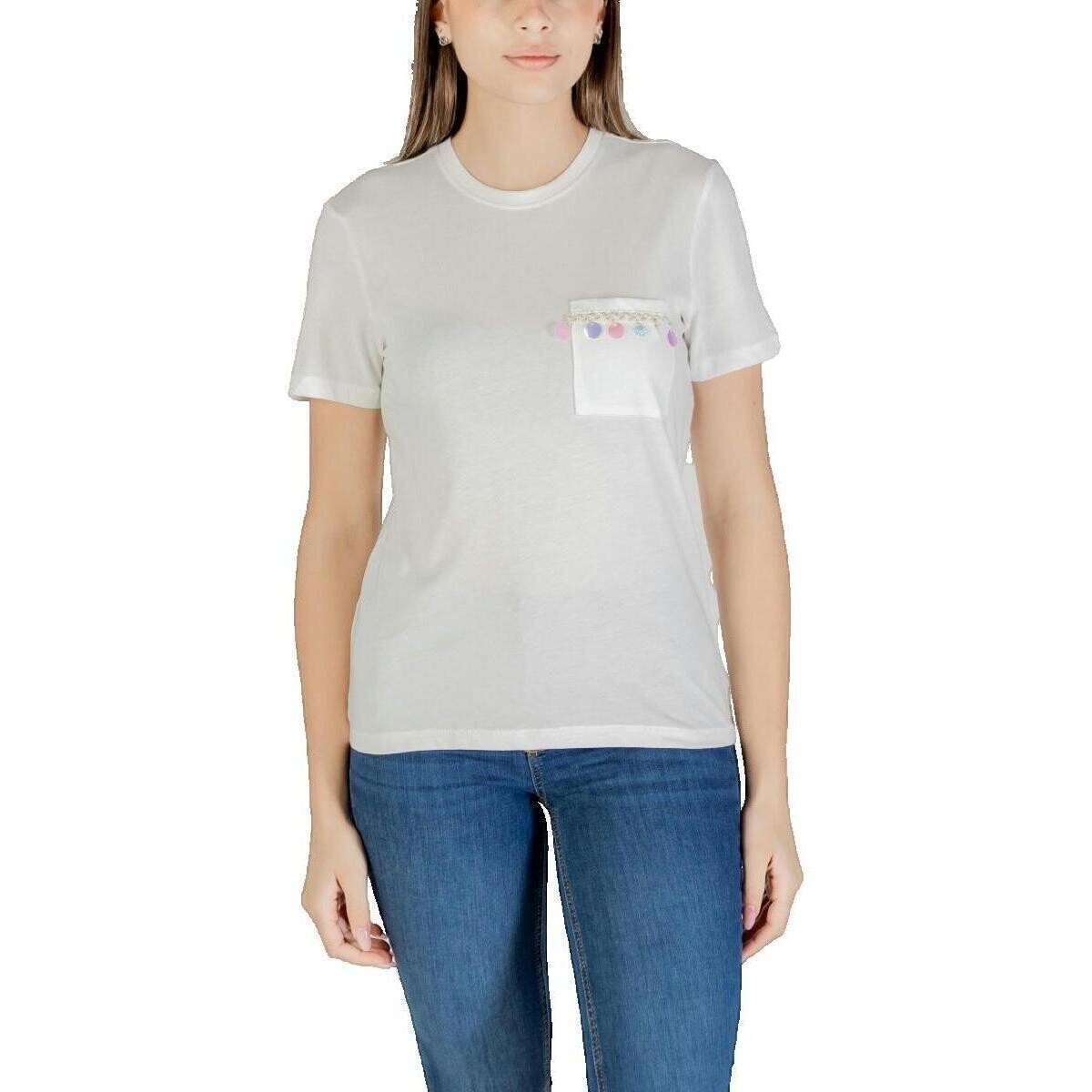 Only  T-shirt  blanc avec poche décorative  Bílá