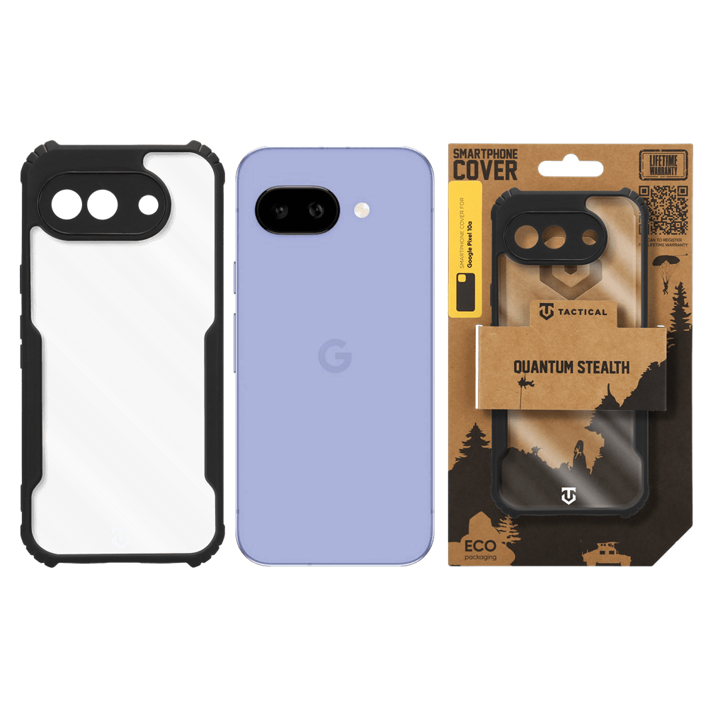 Zadní kryt Tactical Quantum Stealth pro Google Pixel 10a, transparentní černá