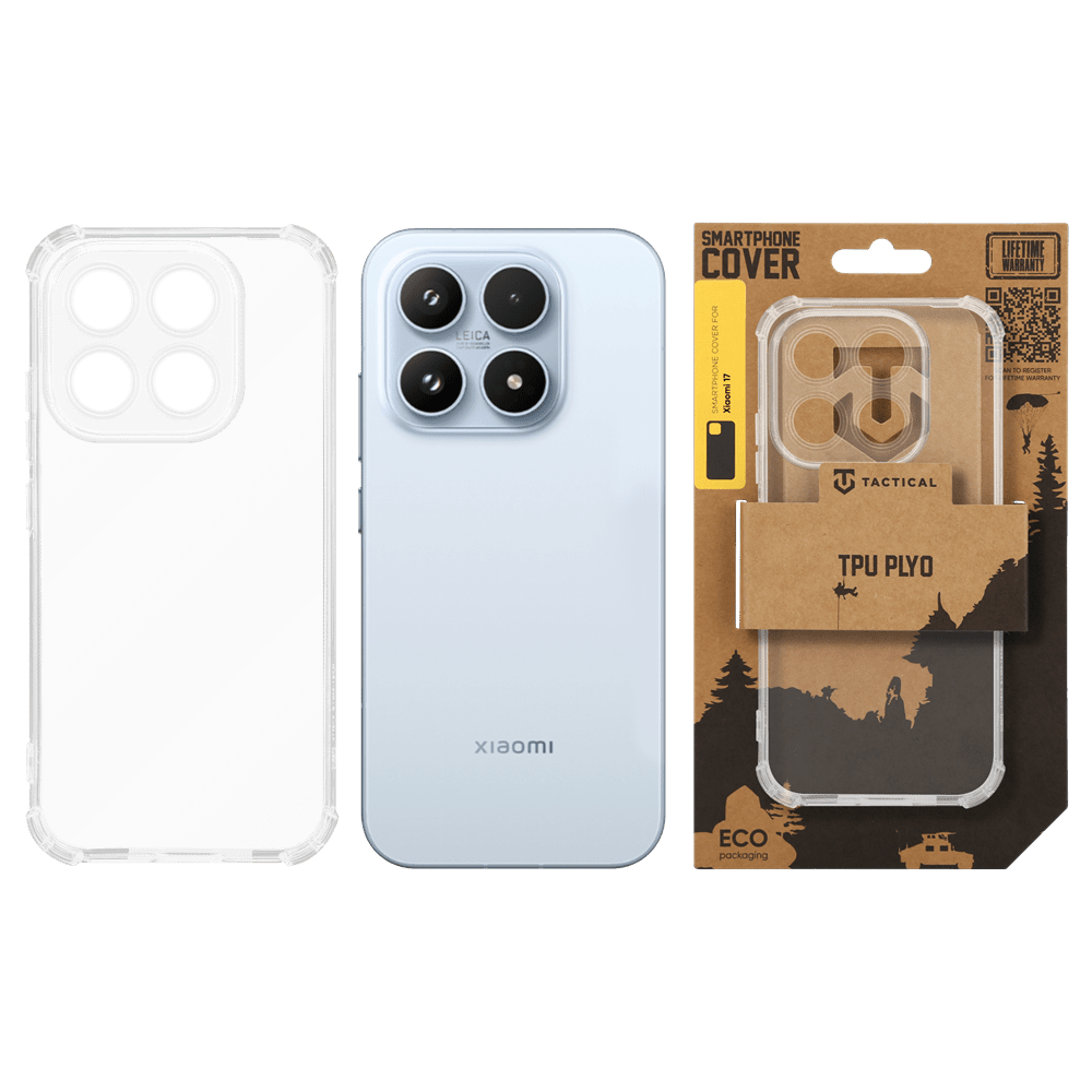 Zadní kryt Tactical TPU Plyo pro Xiaomi 17, transparentní