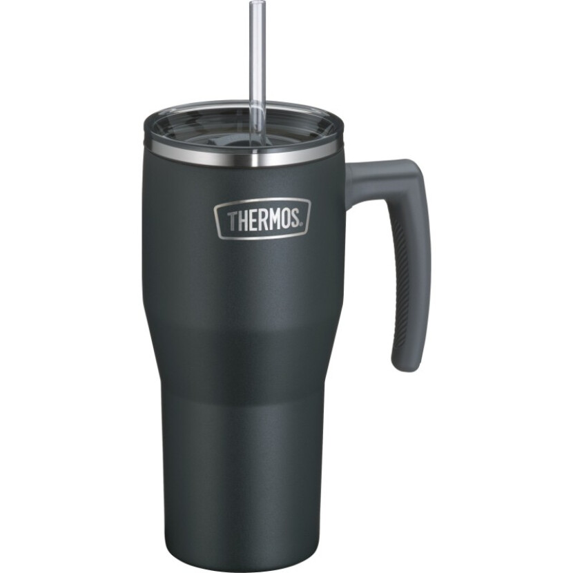Termohrnek s madlem a brčkem Thermos Refreshing 850 ml - černý