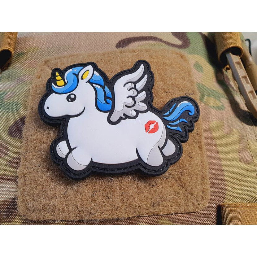 Gumová nášivka Jackets to Go Peace Jednorožec Kissmyass - šedá-modrá